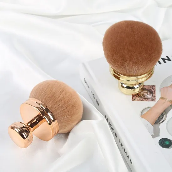 Single Rose Gold Powder Kabuki Cosmetic Brush Multi Functional Car Neck Body Loose Face Powder Make
