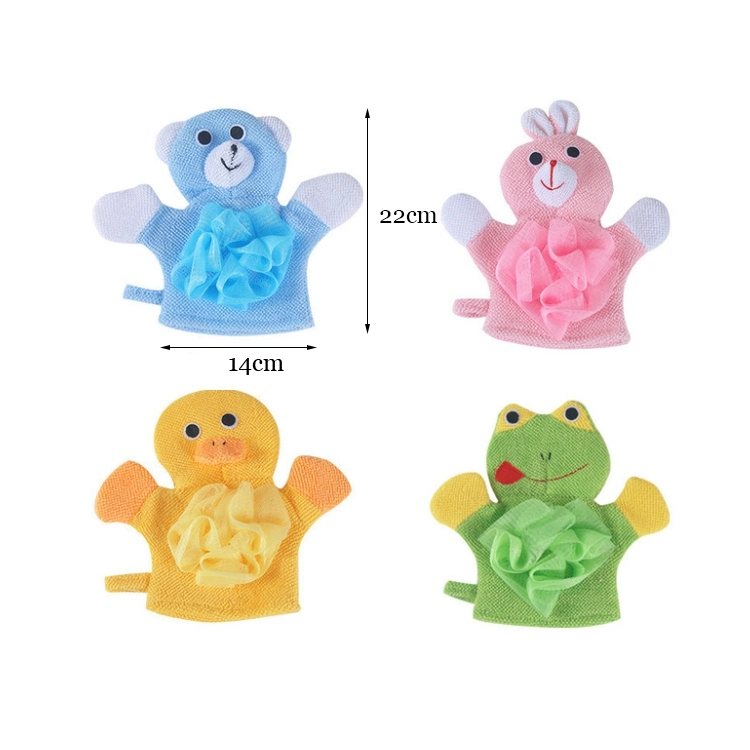 Custom Animal Design Shower &amp; Bathing Scrub Loofah Sponge Exfoliating Scrubber Baby Bath Mitt Gloves for Children Bath Toy