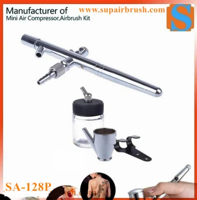 Airbrush Kit 128p Siphon Feed Dual Action Spray Gun Air Brush for Temporary Tattoo Manicure Makeup Cake Art Painting
