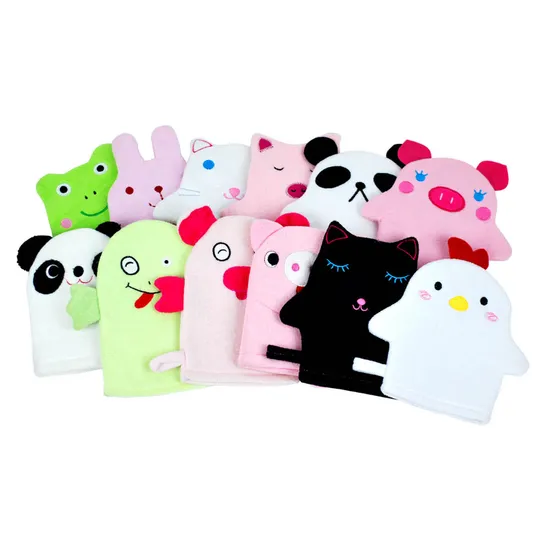 Wholesale Cartoon Cloth Bath Shower Cleaning Scrubber Wash Gloves Shower Mitt Kids Exfoliating Bath Glave 